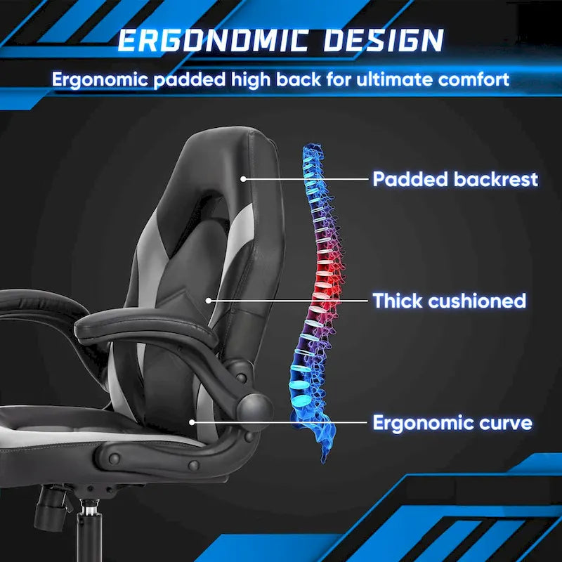 Ergonomic Office Chair with Lumbar Support Height Adjustable Rolling Desk Chairs with Flip-up Armrests
