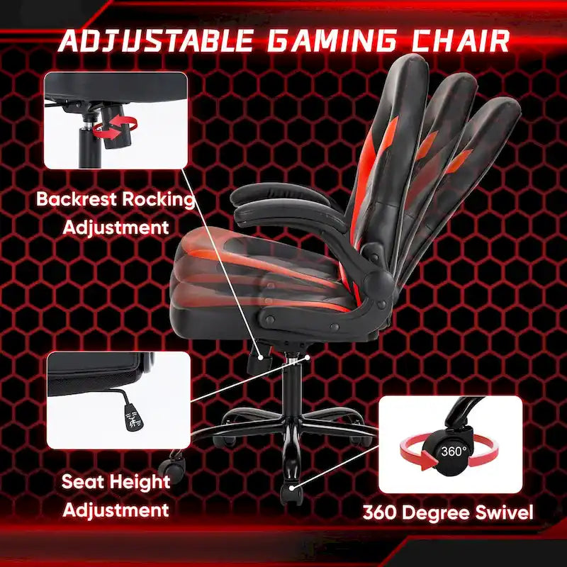 Ergonomic Office Chair with Lumbar Support Height Adjustable Rolling Desk Chairs with Flip-up Armrests