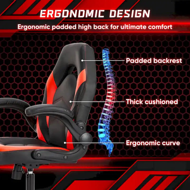 Ergonomic Office Chair with Lumbar Support Height Adjustable Rolling Desk Chairs with Flip-up Armrests