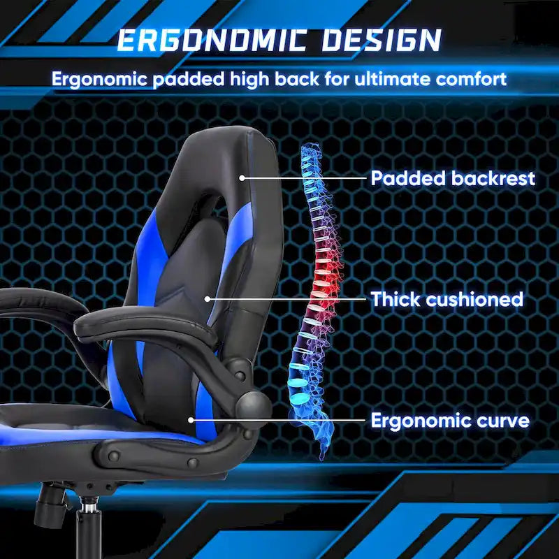 Ergonomic Office Chair with Lumbar Support Height Adjustable Rolling Desk Chairs with Flip-up Armrests