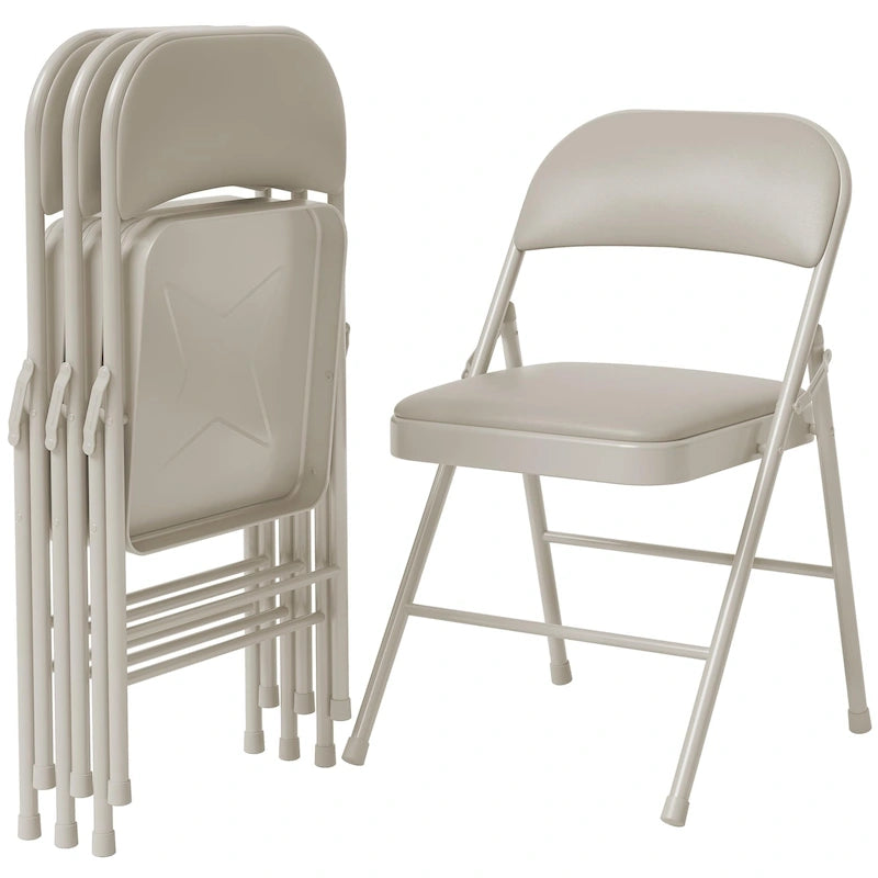 4pcs Folding Chairs With Padded Cushion and Back, Hold Up to 350 Pounds