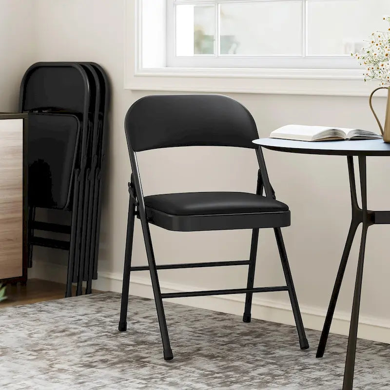 4pcs Folding Chairs With Padded Cushion and Back, Hold Up to 350 Pounds