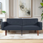 68 in. Soft Convertible Sofa Bed with Adjustable Backrest and Solid Wood Legs