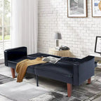 68 in. Soft Convertible Sofa Bed with Adjustable Backrest and Solid Wood Legs