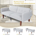 68 in. Soft Convertible Sofa Bed with Adjustable Backrest and Solid Wood Legs