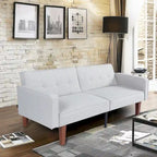 68 in. Soft Convertible Sofa Bed with Adjustable Backrest and Solid Wood Legs