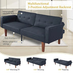 68 in. Soft Convertible Sofa Bed with Adjustable Backrest and Solid Wood Legs