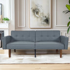 68 in. Soft Convertible Sofa Bed with Adjustable Backrest and Solid Wood Legs