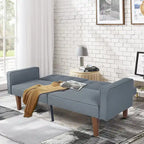 68 in. Soft Convertible Sofa Bed with Adjustable Backrest and Solid Wood Legs