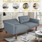 68 in. Soft Convertible Sofa Bed with Adjustable Backrest and Solid Wood Legs