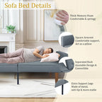 68 in. Soft Convertible Sofa Bed with Adjustable Backrest and Solid Wood Legs