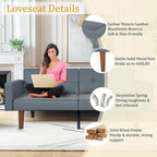 68 in. Soft Convertible Sofa Bed with Adjustable Backrest and Solid Wood Legs