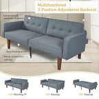 68 in. Soft Convertible Sofa Bed with Adjustable Backrest and Solid Wood Legs