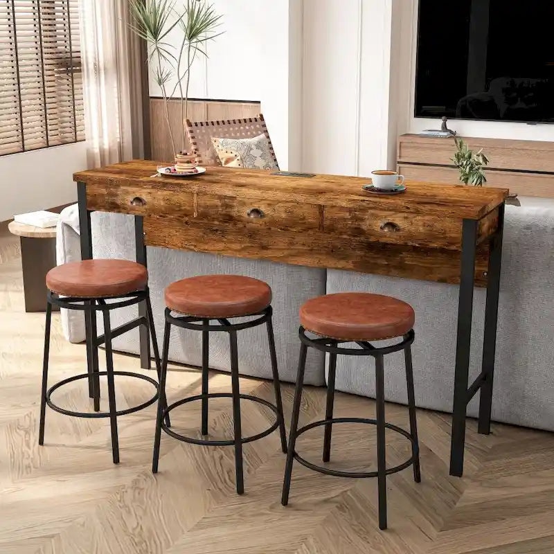 3-Drawer Long Dining Table Set