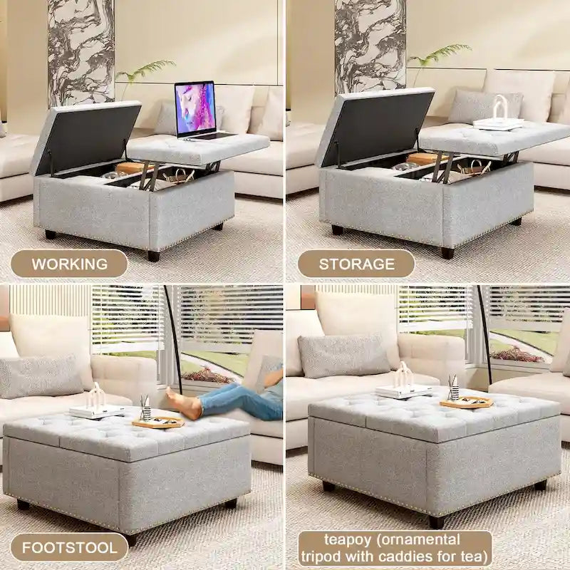 Square Storage Bench with Two Storage Doors